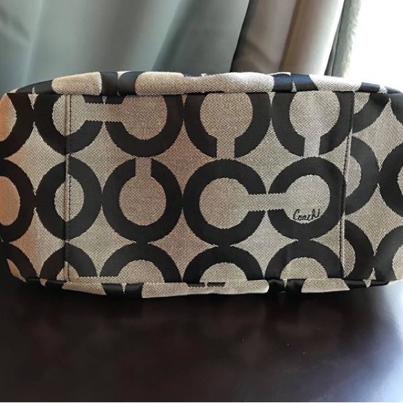 Coach Parker Op Art Shoulder Zip Handbag black&grey - Picture 4 of 5